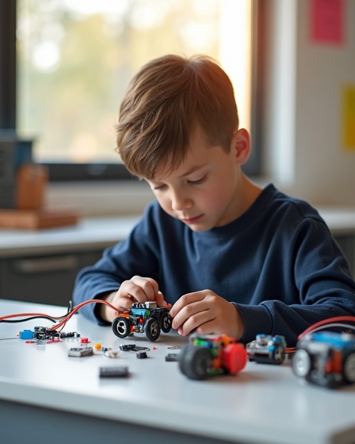 Student building a robotics project at Launchpad Academy